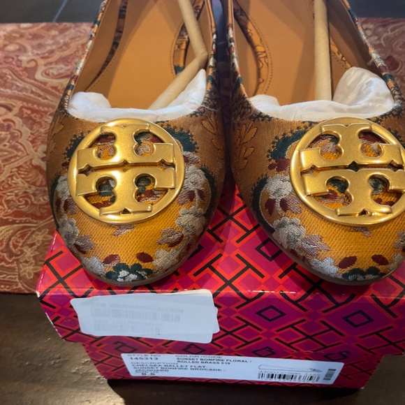 Tory Burch Chelsea  Ballet Flat in Sunset Bonfire Brocade 819 - Size 8.5,BNIB, - Picture 2 of 5
